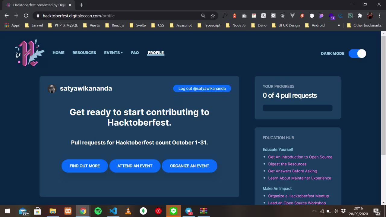 Dashboard Hacktoberfest 2019
