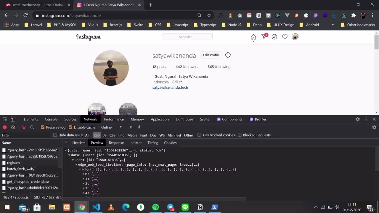 SS network tab dev tools